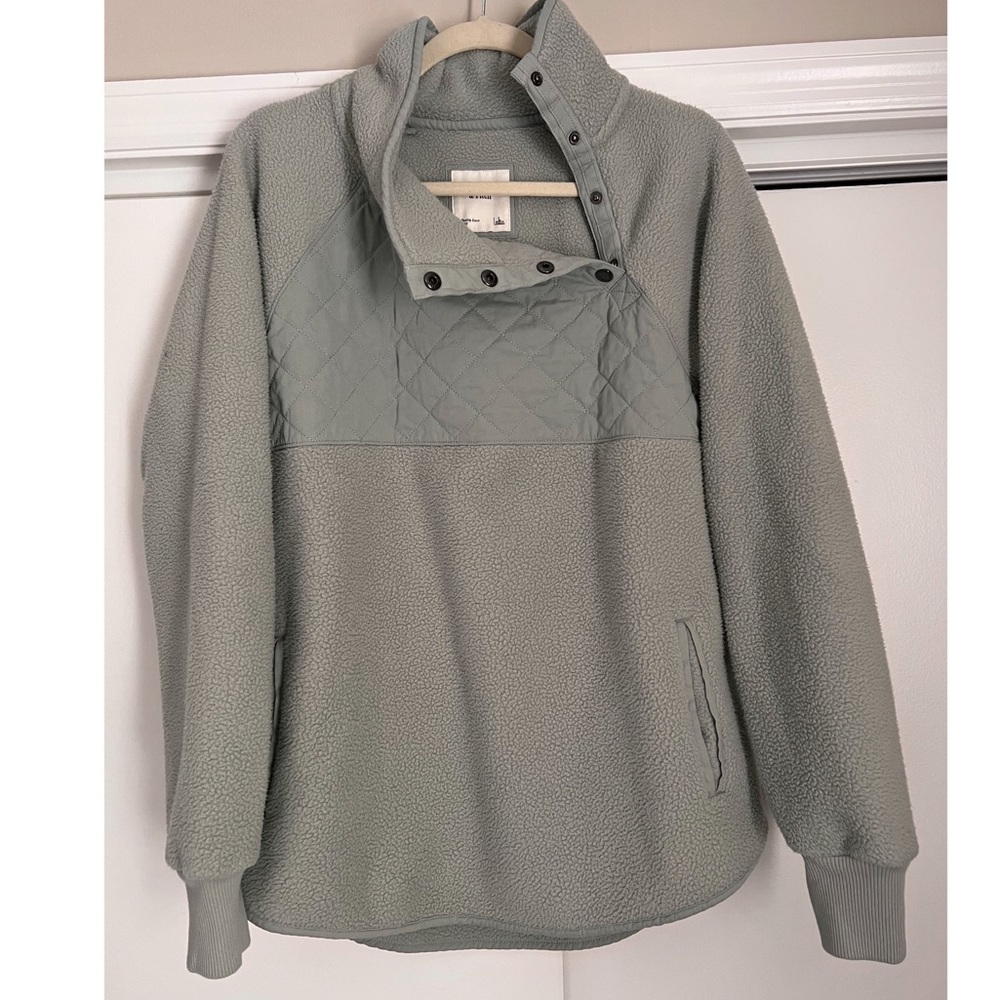 A&F Asymmetrical Snap-Up Fleece in Mint Green